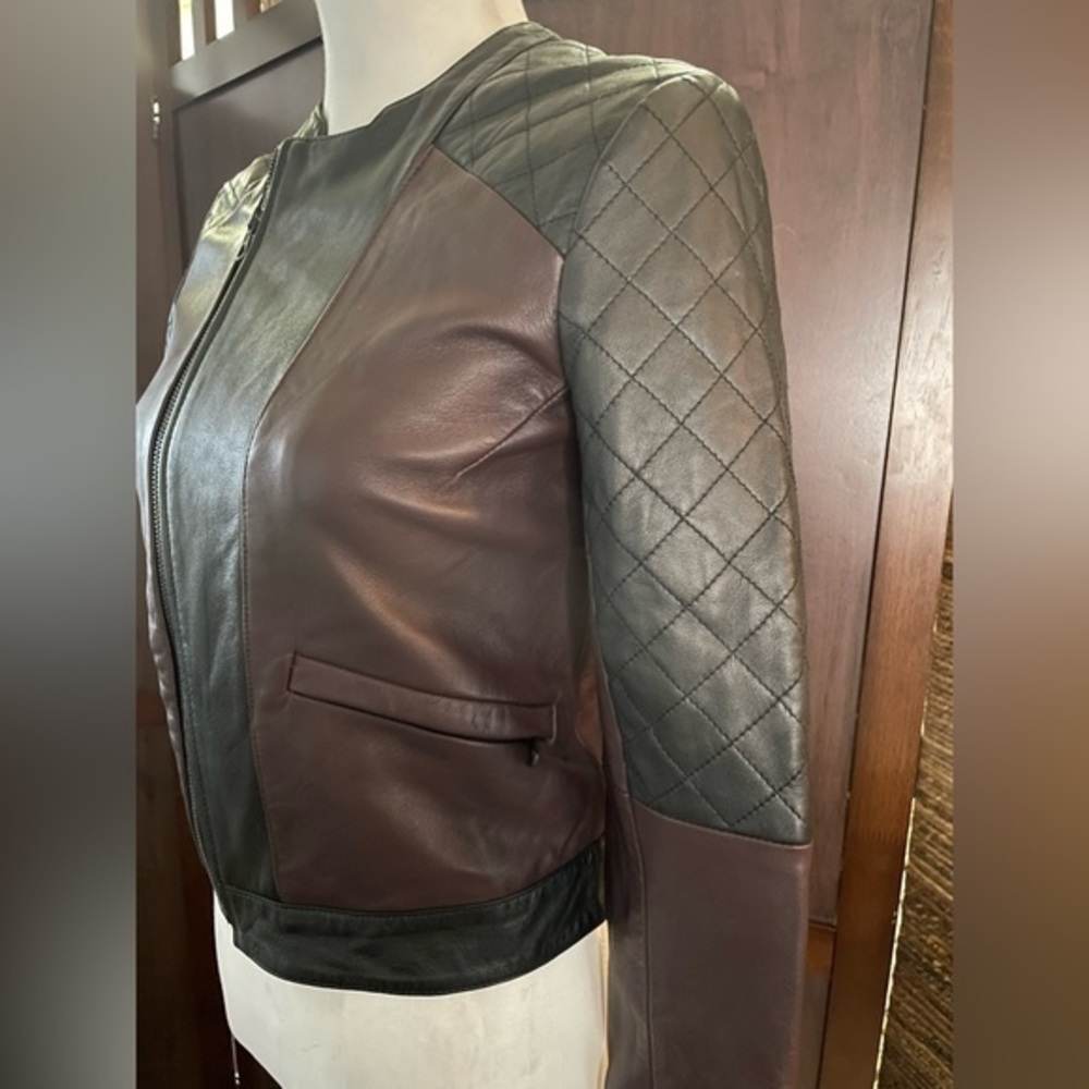 Joe’s Jeans Two-Tone Motorcycle Leather Jacket size‎ small - Picture 2 of 11